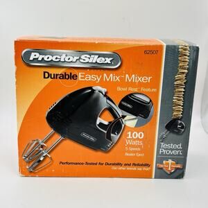 Proctor Silex 62507 5 Speed Hand Mixer - Black. New In Open Box.
